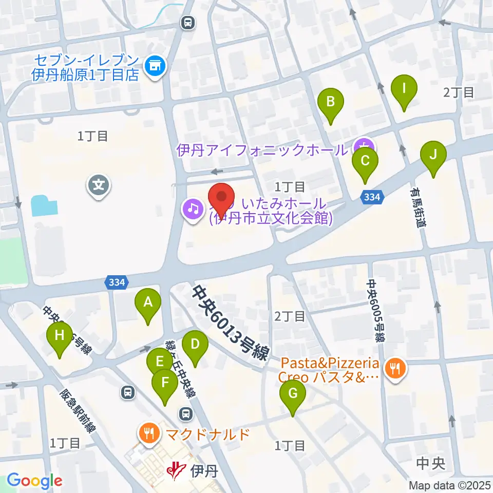 東リ いたみホール周辺のカフェ一覧地図