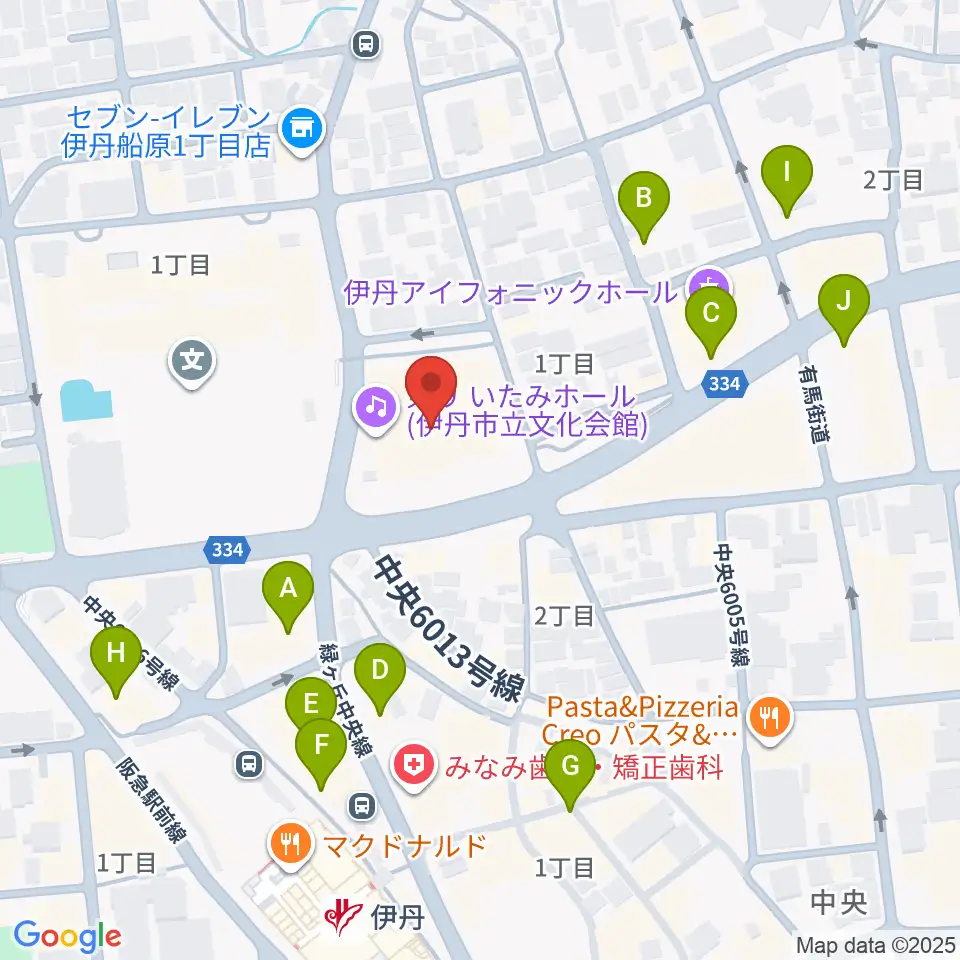 東リ いたみホール周辺のカフェ一覧地図