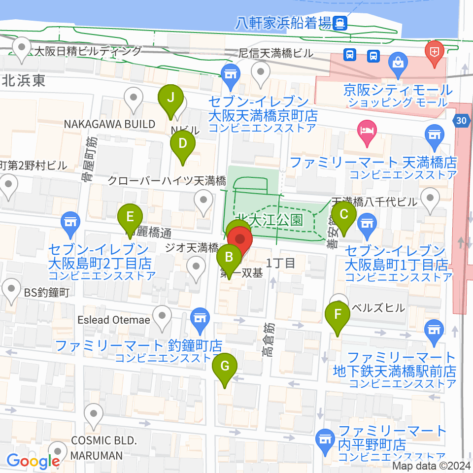 青山ハープ大阪ショールーム周辺のカフェ一覧地図