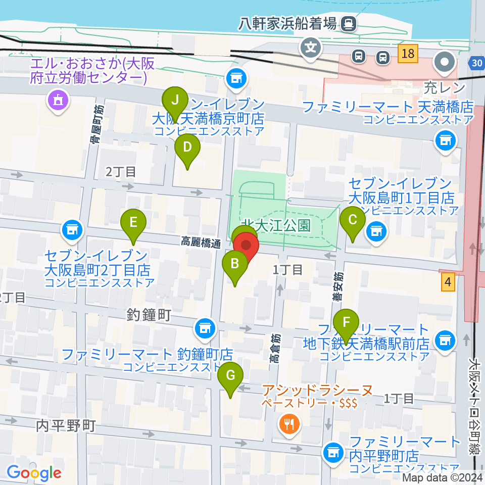 青山ハープ大阪ショールーム周辺のカフェ一覧地図