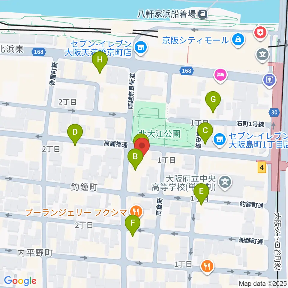 青山ハープ大阪ショールーム周辺のカフェ一覧地図
