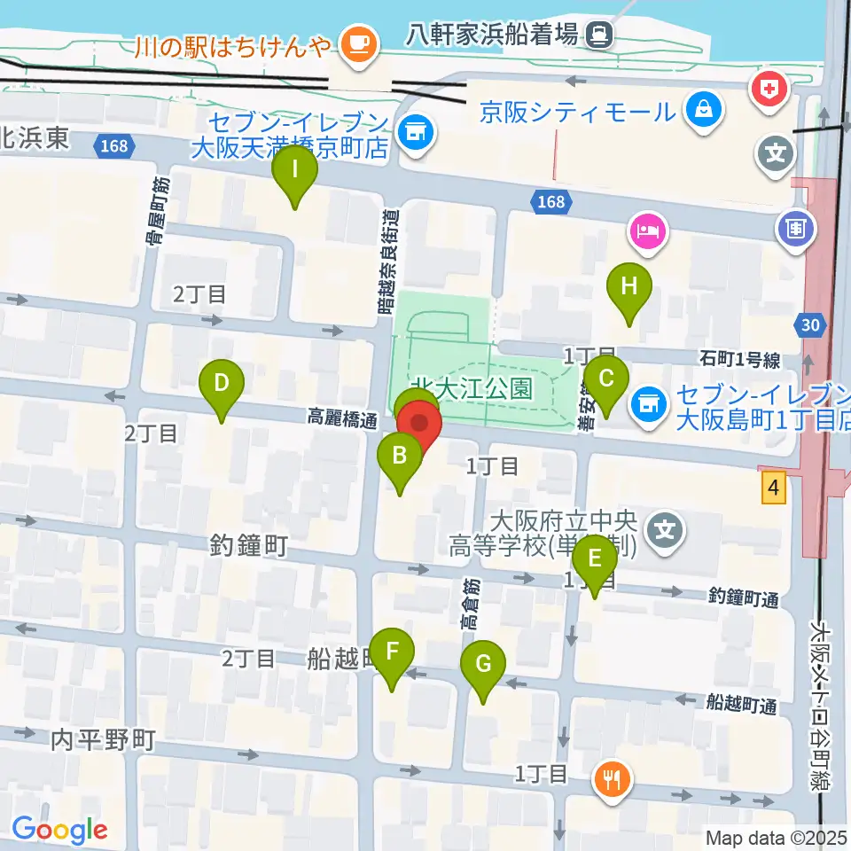 青山ハープ大阪ショールーム周辺のカフェ一覧地図