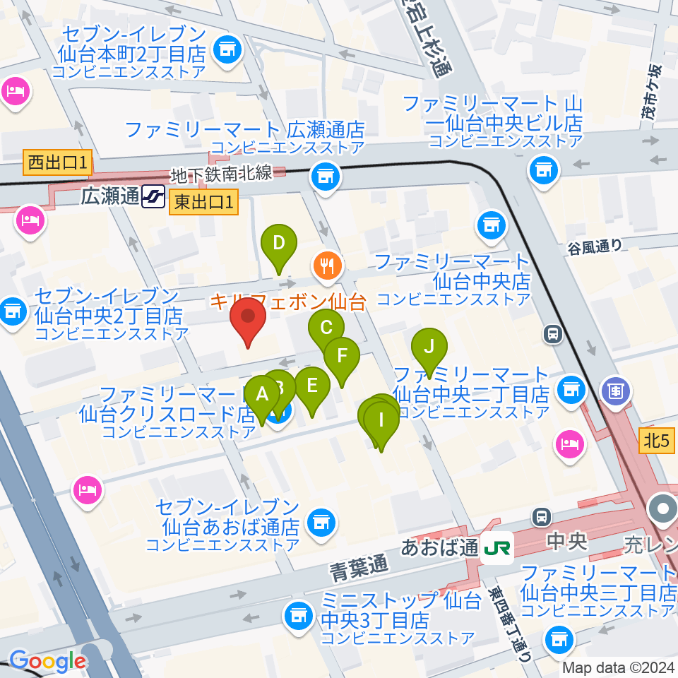 仙台enn 2nd・enn 3rd周辺のカフェ一覧地図