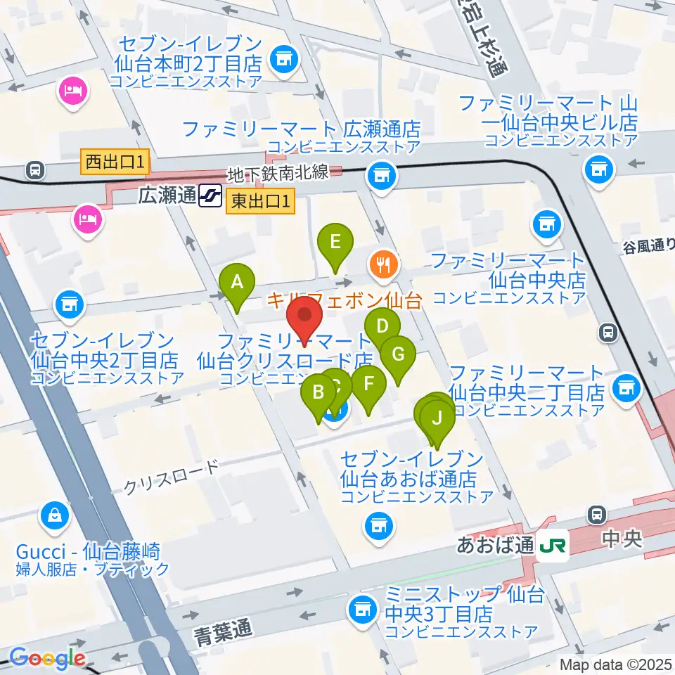 仙台enn 2nd・enn 3rd周辺のカフェ一覧地図