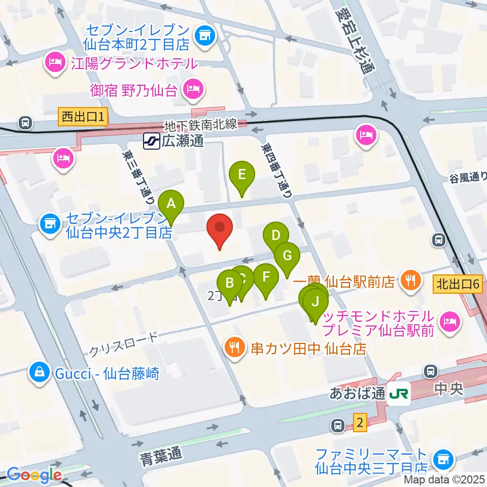 仙台enn 2nd・enn 3rd周辺のカフェ一覧地図