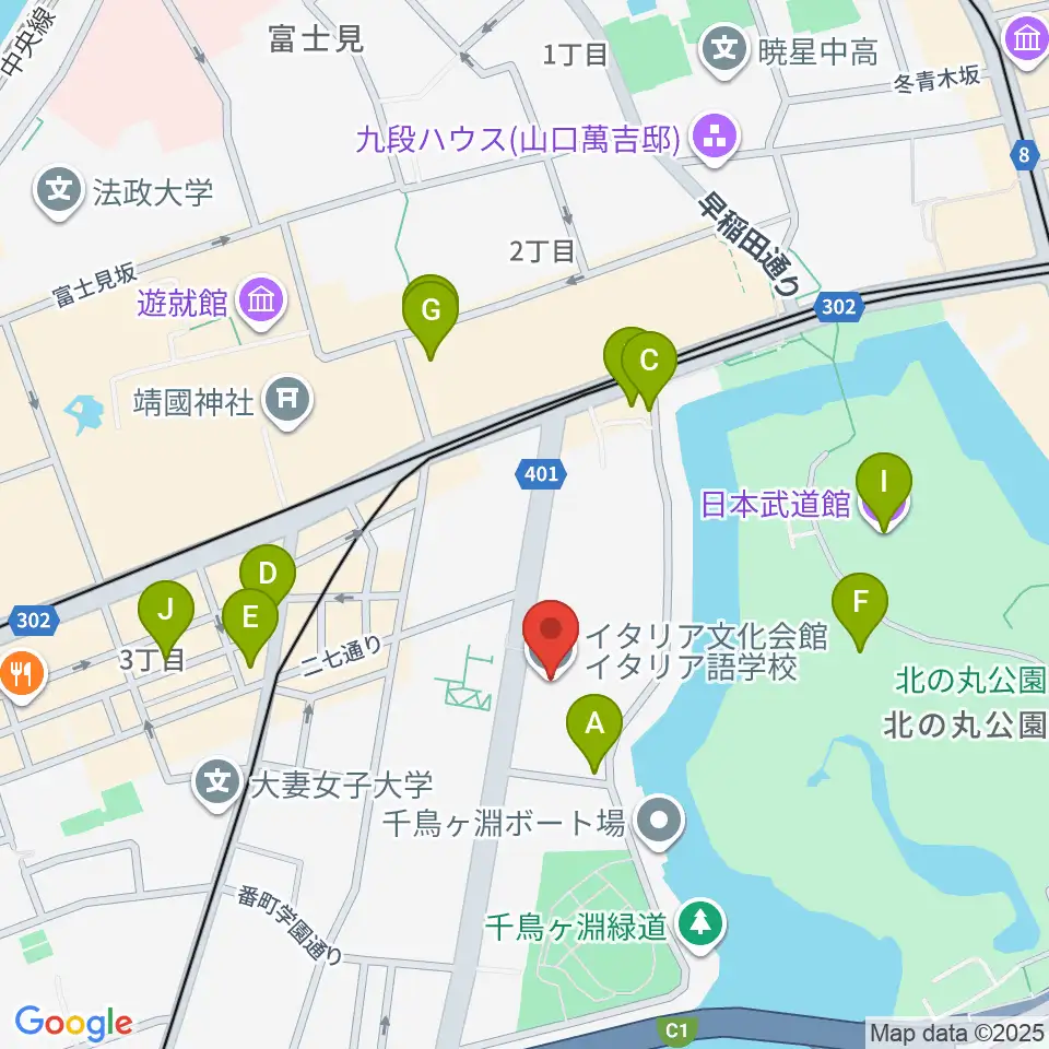 イタリア文化会館 アニェッリホール周辺のカフェ一覧地図