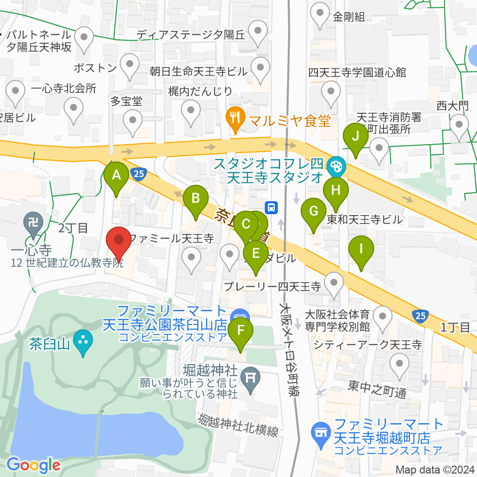 一心寺シアター倶楽周辺のカフェ一覧地図