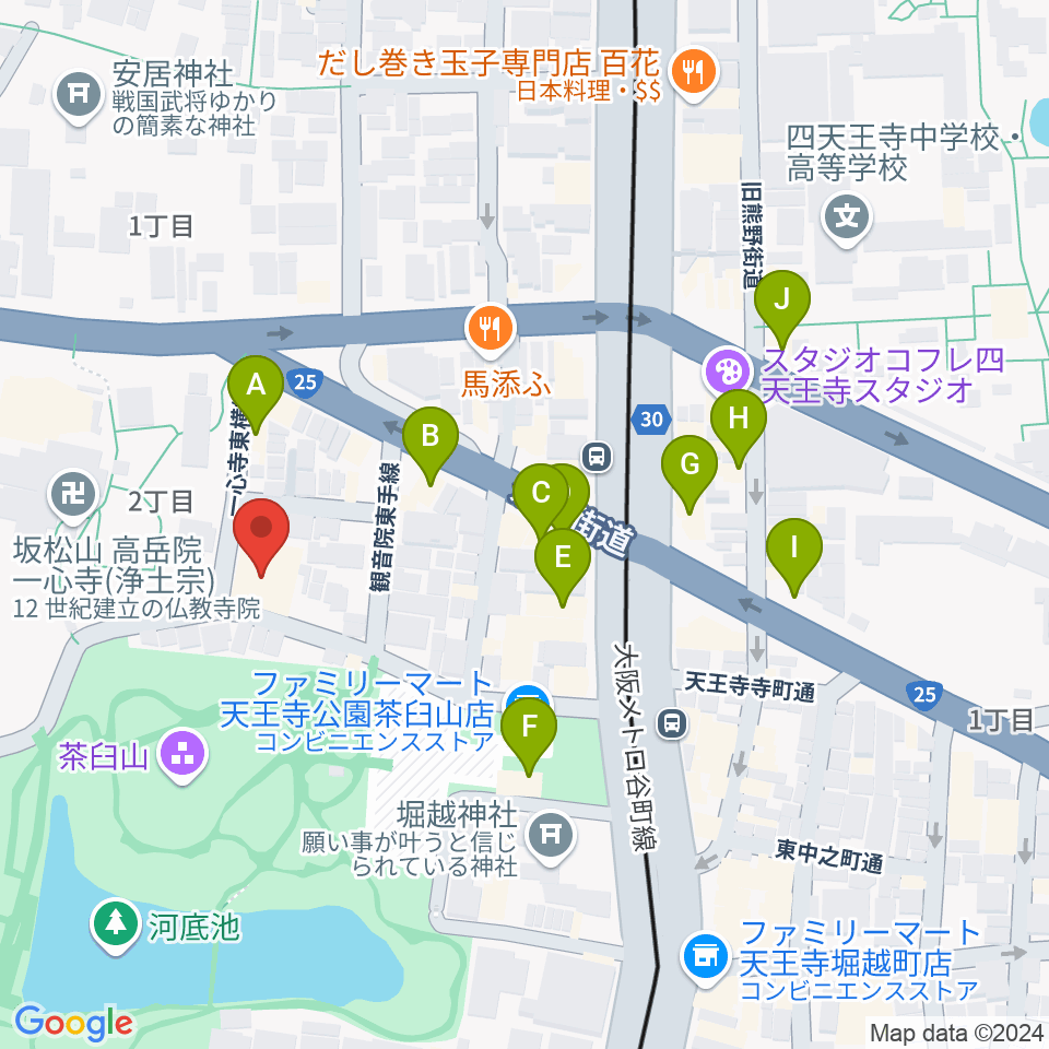 一心寺シアター倶楽周辺のカフェ一覧地図