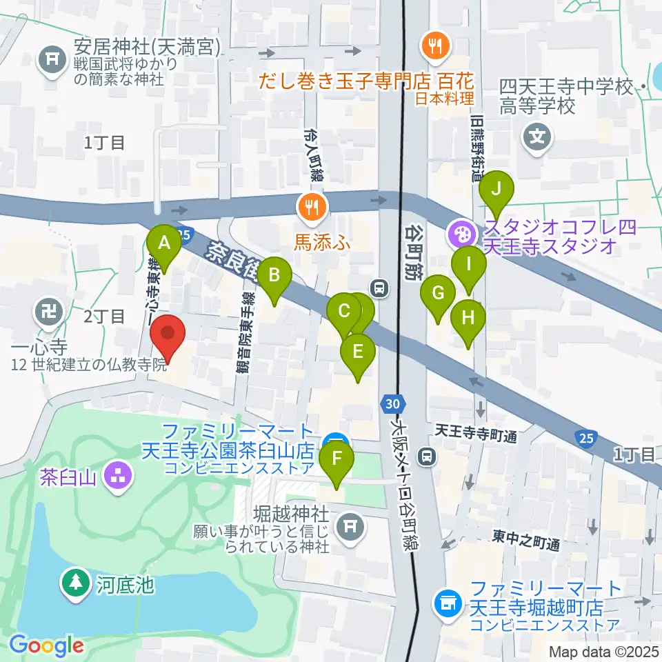 一心寺シアター倶楽周辺のカフェ一覧地図