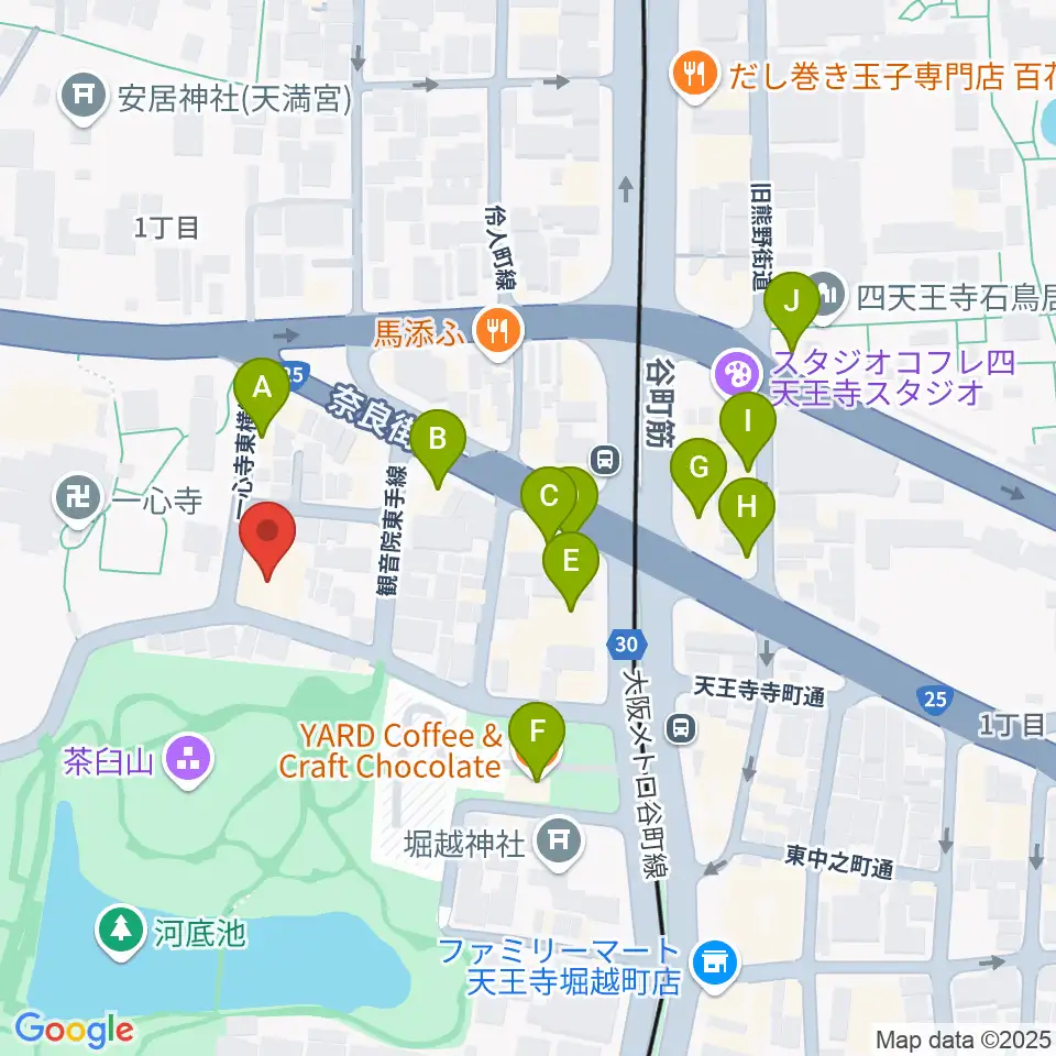 一心寺シアター倶楽周辺のカフェ一覧地図