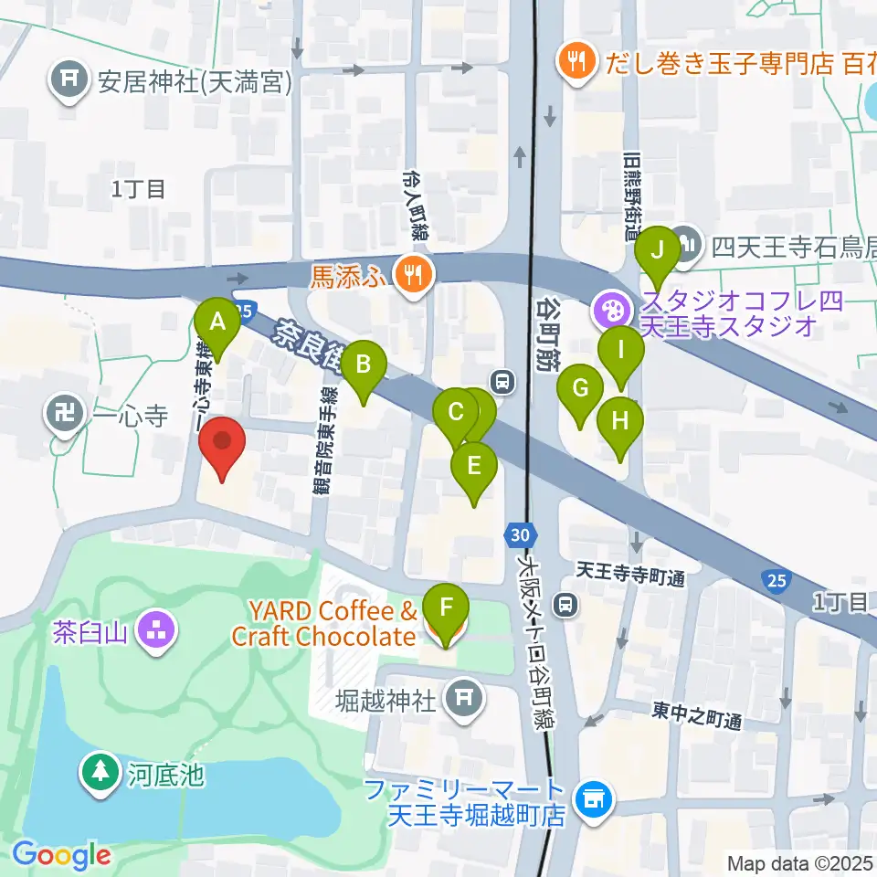 一心寺シアター倶楽周辺のカフェ一覧地図