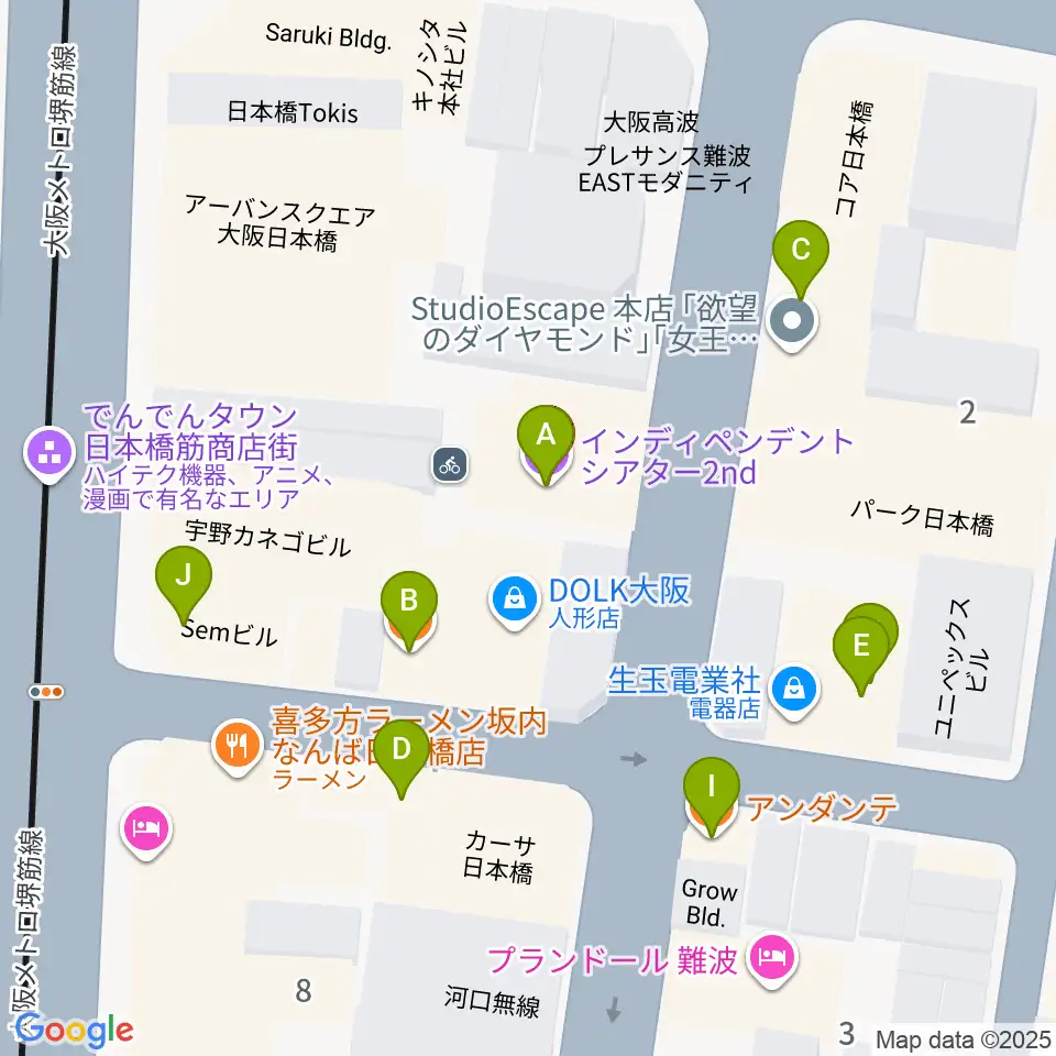 インディペンデントシアター2nd周辺のカフェ一覧地図