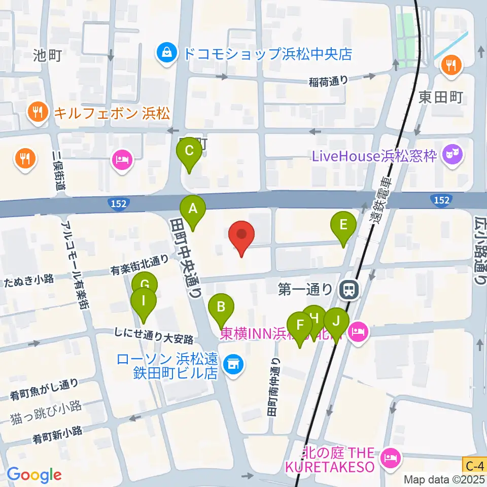 浜松ハァーミットドルフィン周辺のカフェ一覧地図