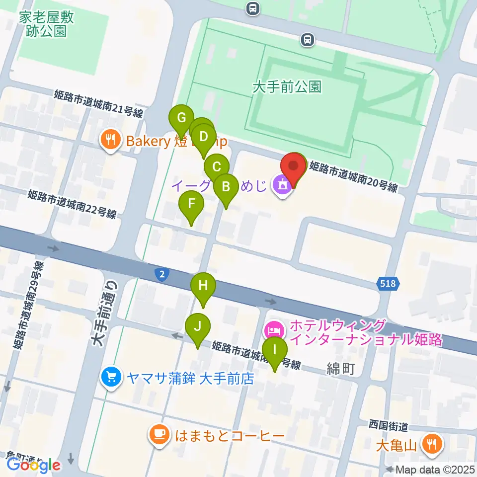 あいめっせホール周辺のカフェ一覧地図