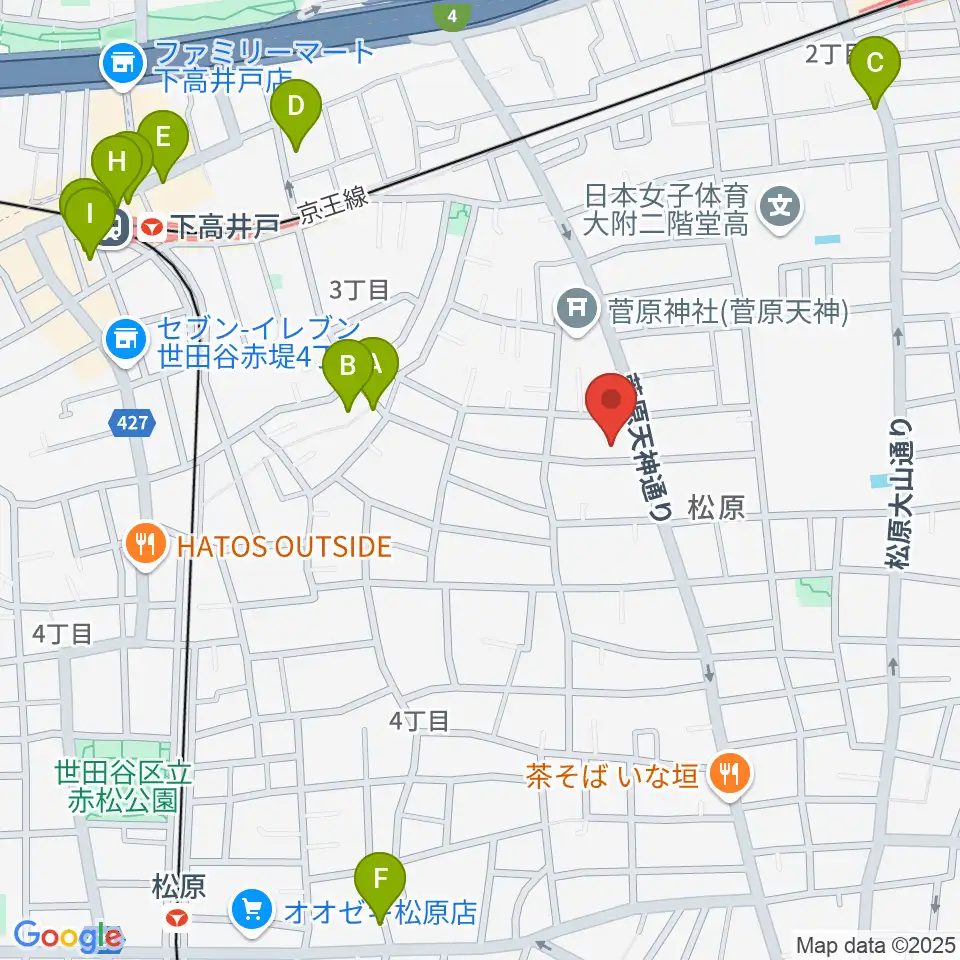 宇宙舘周辺のカフェ一覧地図