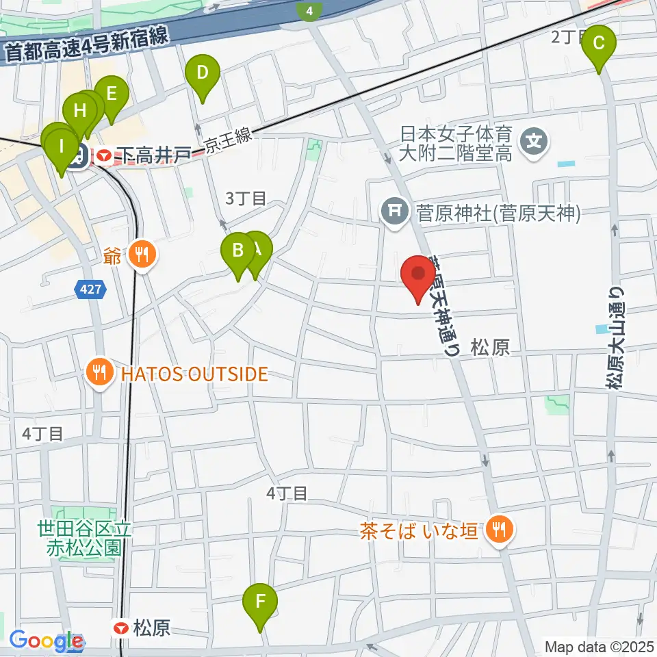 宇宙舘周辺のカフェ一覧地図