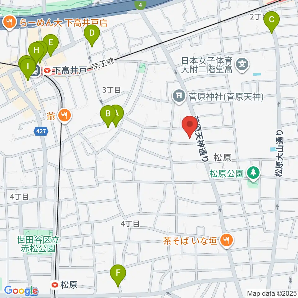 宇宙舘周辺のカフェ一覧地図