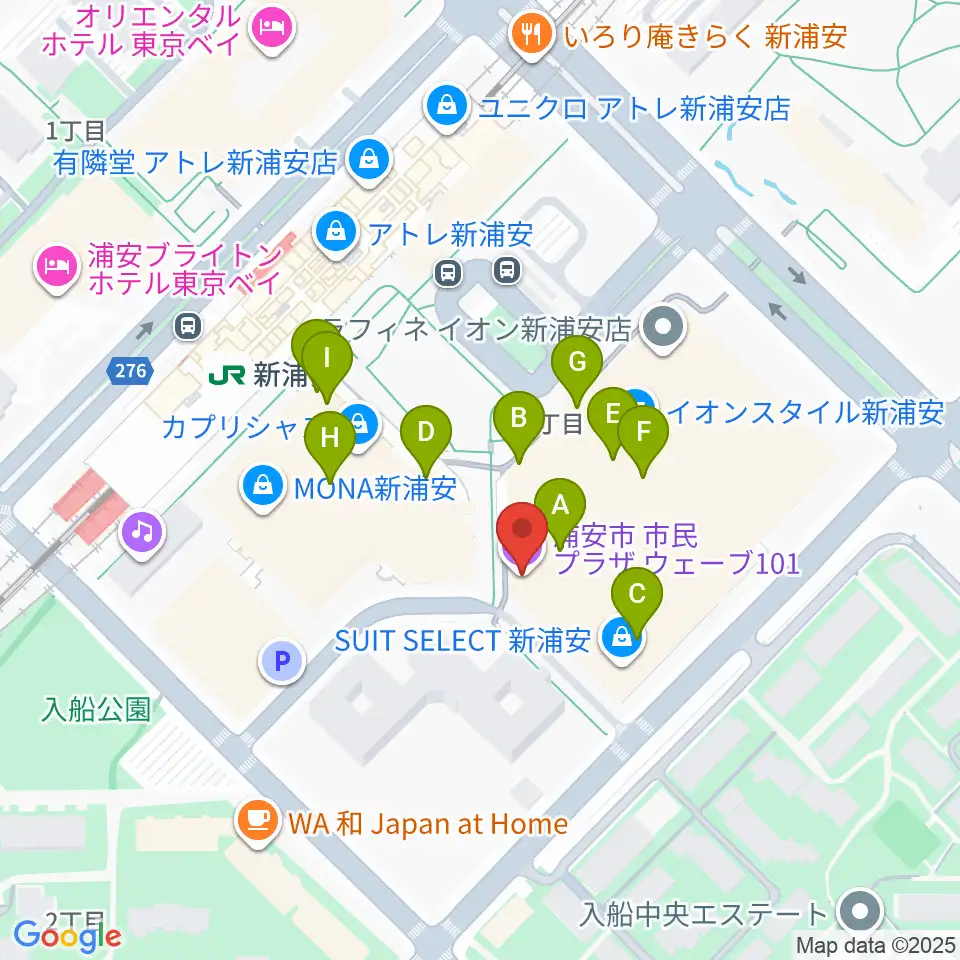 浦安市民プラザWave101周辺のカフェ一覧地図