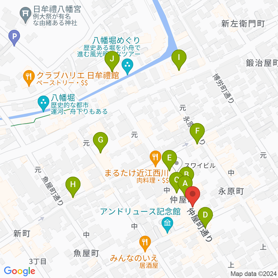 近江八幡 酒游舘周辺のカフェ一覧地図
