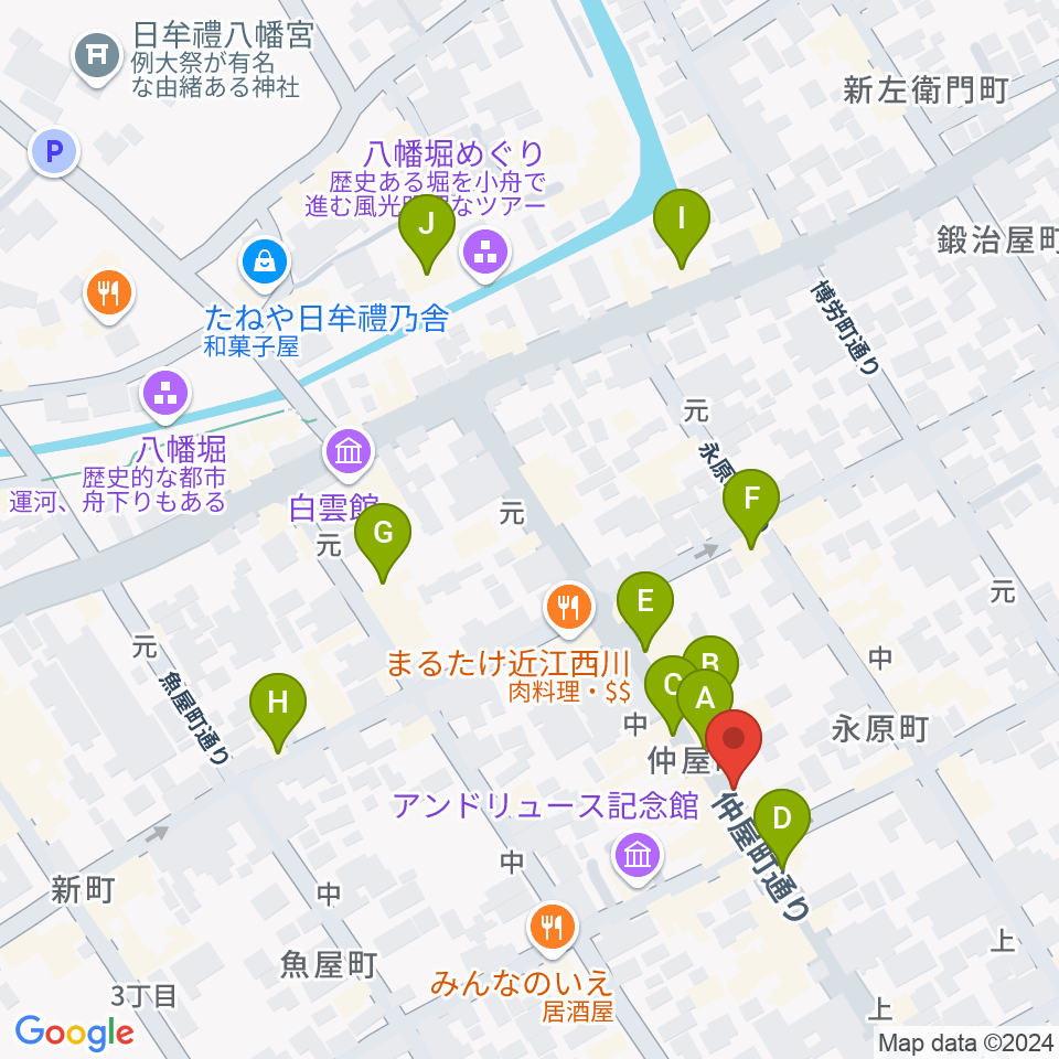 近江八幡 酒游舘周辺のカフェ一覧地図