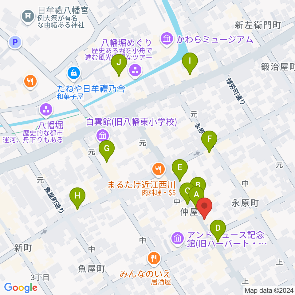 近江八幡 酒游舘周辺のカフェ一覧地図