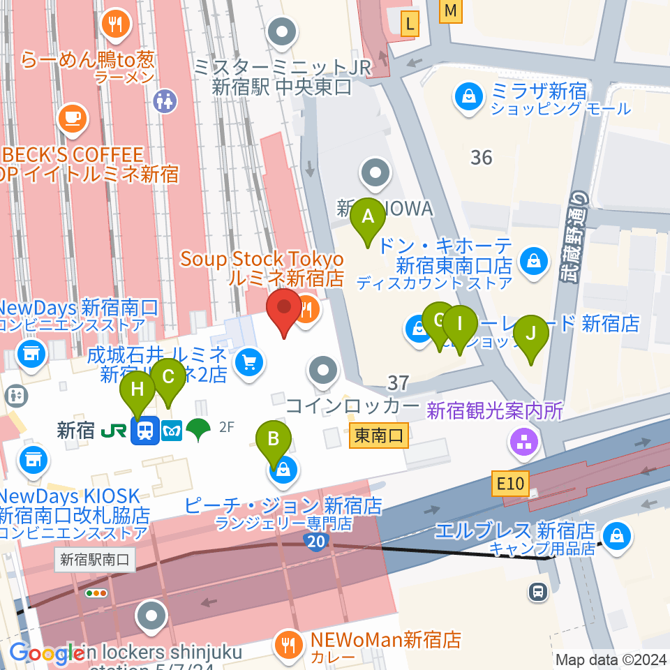 ルミネtheよしもと周辺のカフェ一覧地図