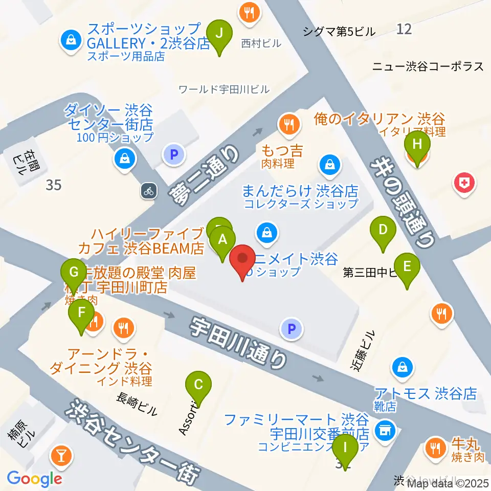 渋谷よしもと漫才劇場周辺のカフェ一覧地図