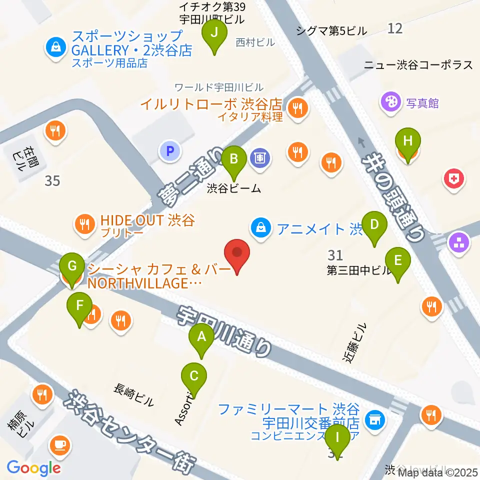 渋谷よしもと漫才劇場周辺のカフェ一覧地図
