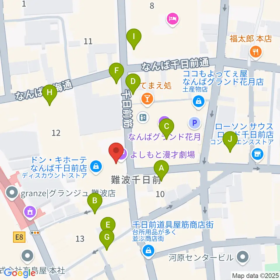 よしもと漫才劇場周辺のカフェ一覧地図