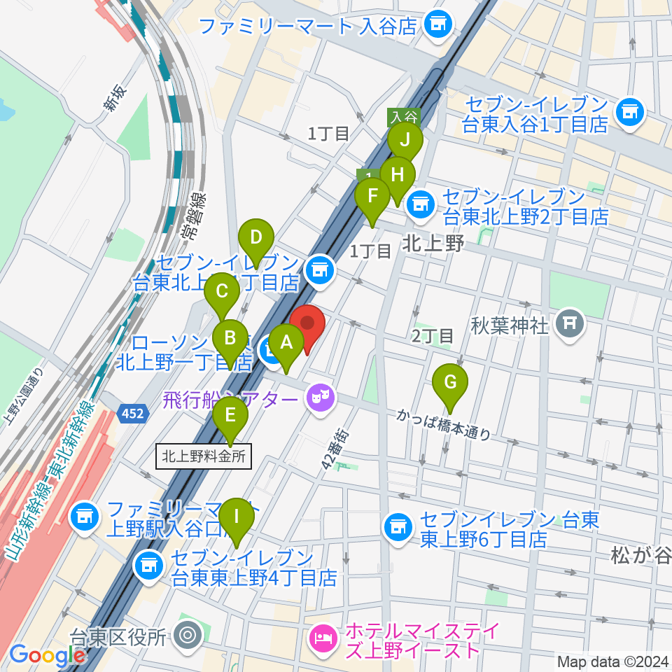 上野ストアハウス周辺のカフェ一覧地図