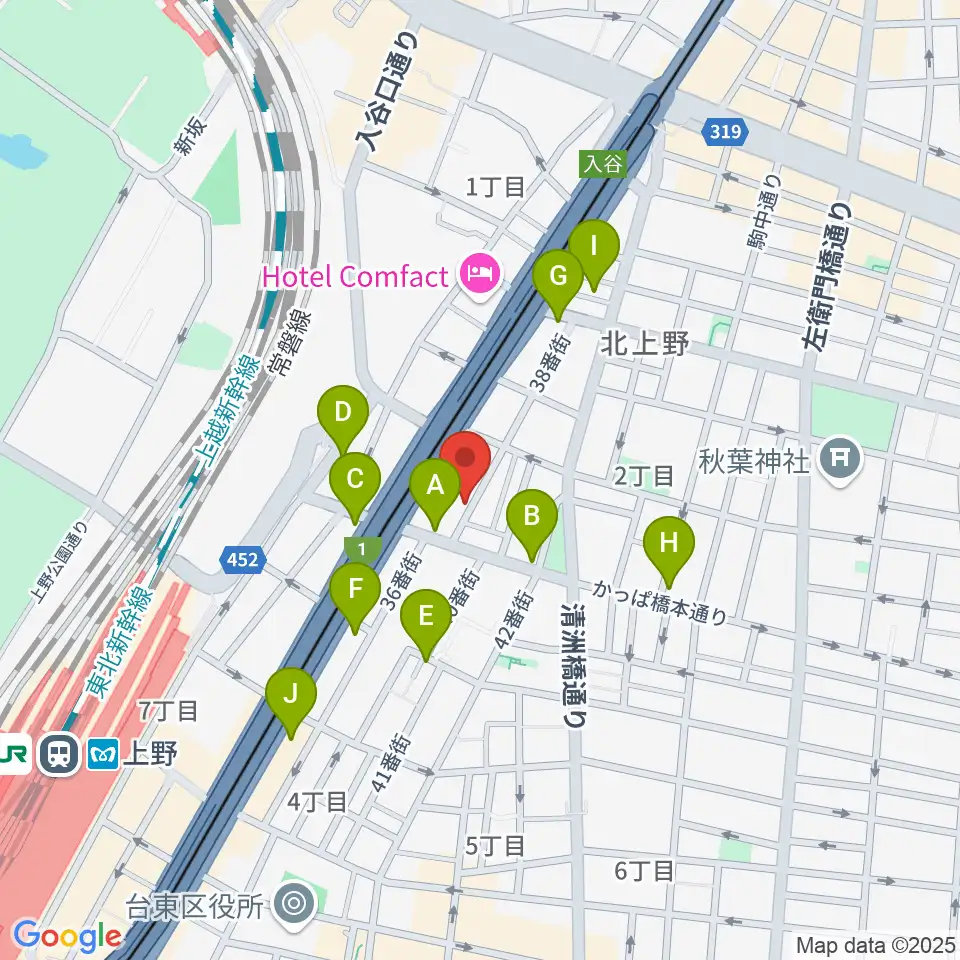 上野ストアハウス周辺のカフェ一覧地図