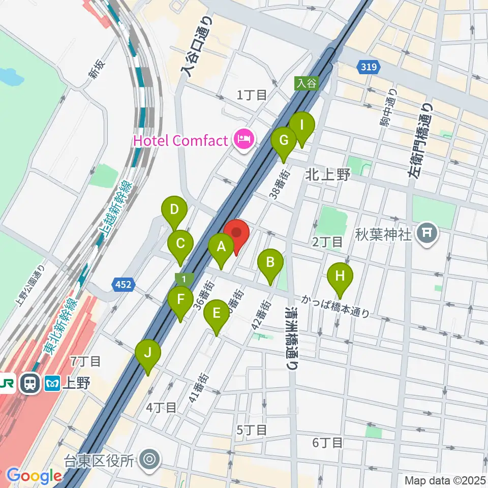 上野ストアハウス周辺のカフェ一覧地図