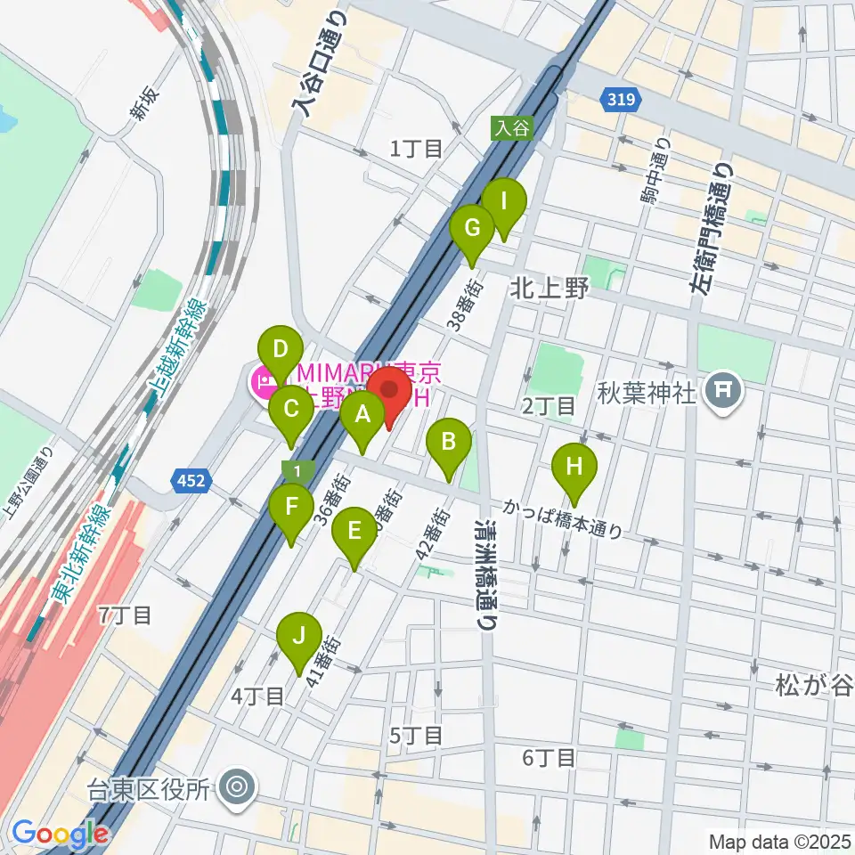 上野ストアハウス周辺のカフェ一覧地図