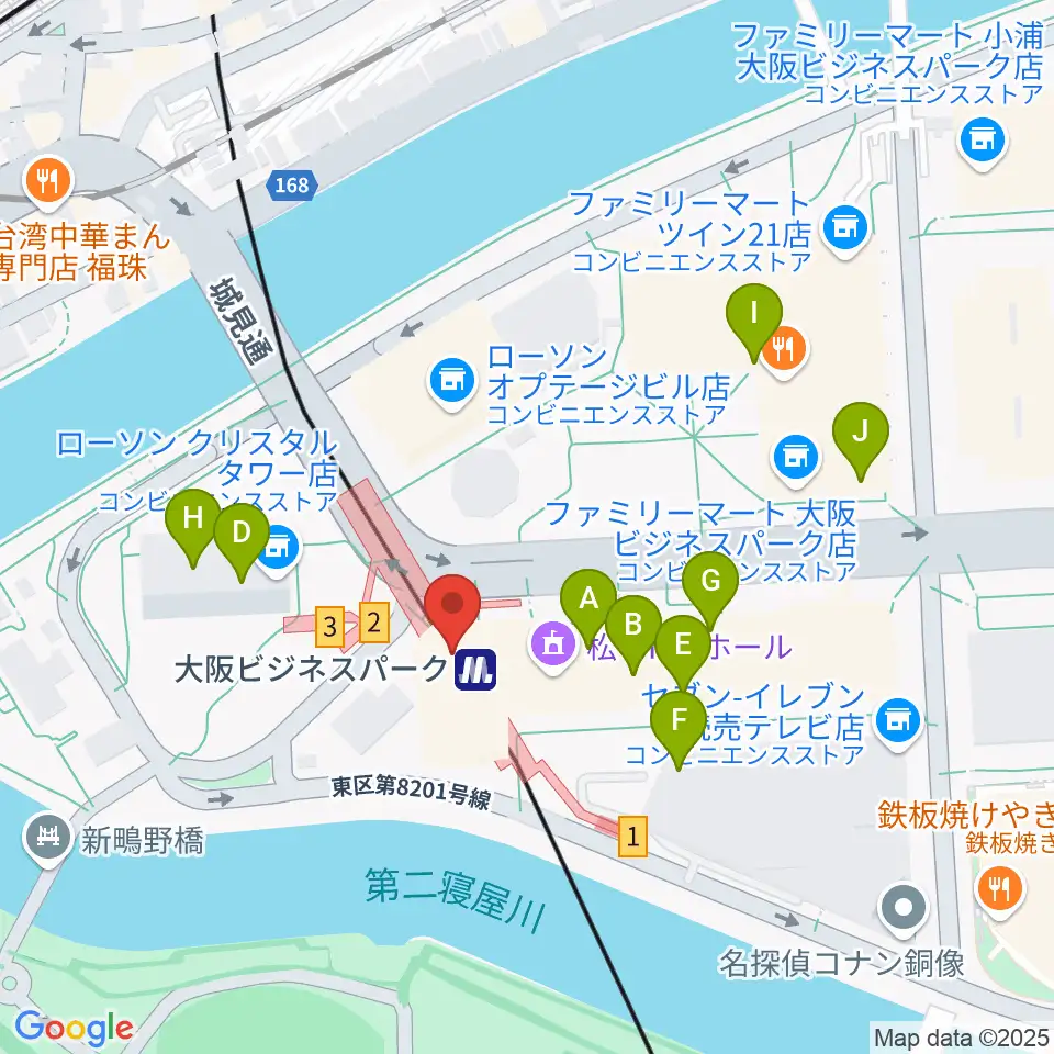 松下IMPホール周辺のカフェ一覧地図