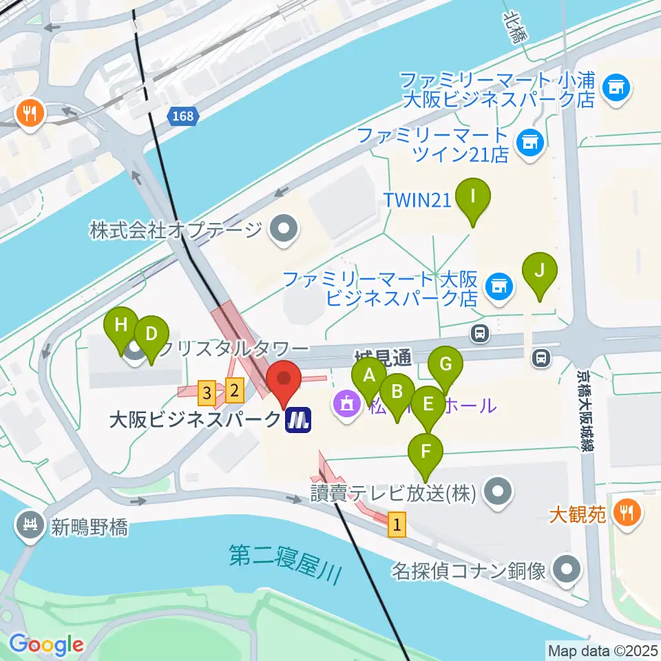 松下IMPホール周辺のカフェ一覧地図