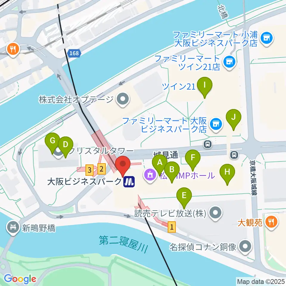 松下IMPホール周辺のカフェ一覧地図