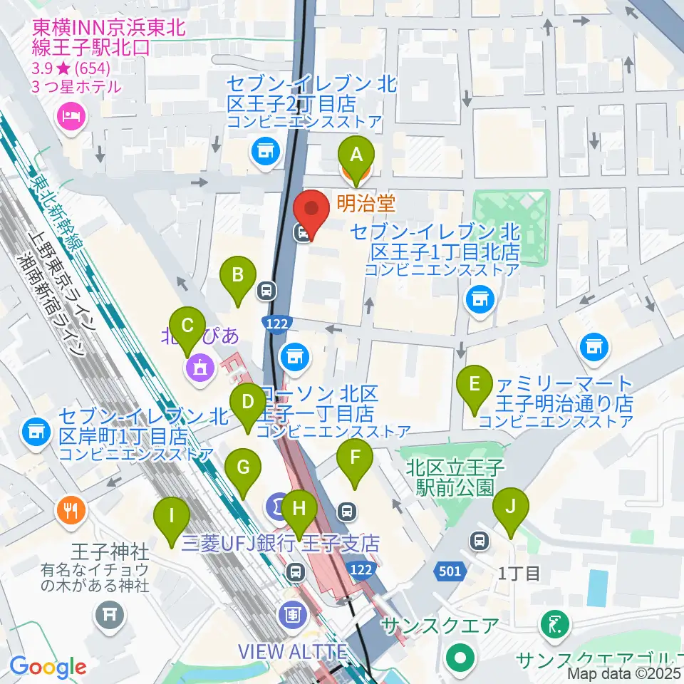 インディペンデントシアターOji周辺のカフェ一覧地図