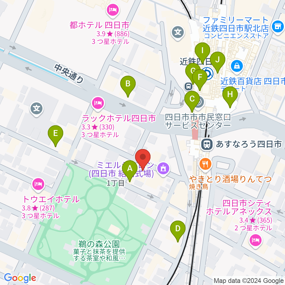 四日市ビージェイ周辺のカフェ一覧地図