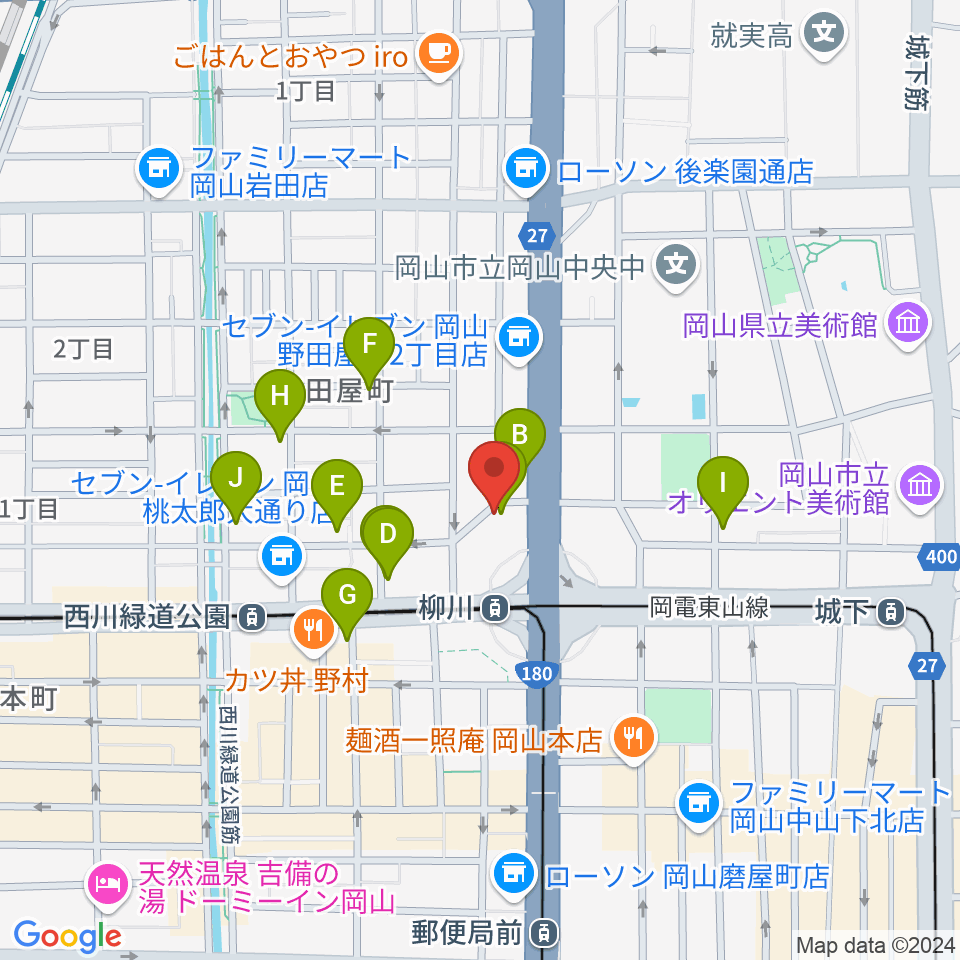 野田屋町ピアノバー周辺のカフェ一覧地図