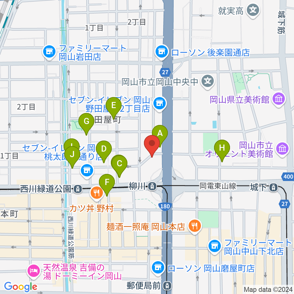 野田屋町ピアノバー周辺のカフェ一覧地図