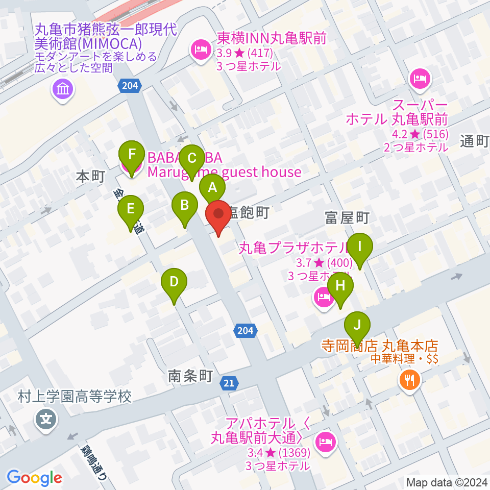 丸亀D'S CLUB周辺のカフェ一覧地図