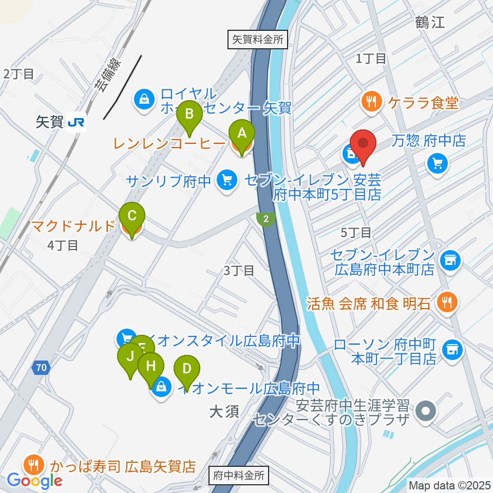 LaLa Musicピアノ教室周辺のカフェ一覧地図