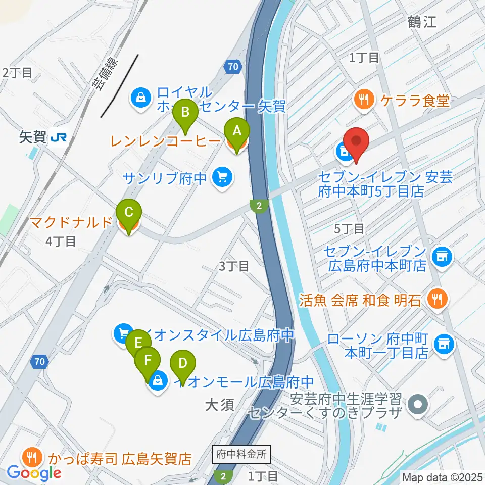 LaLa Musicピアノ教室周辺のカフェ一覧地図