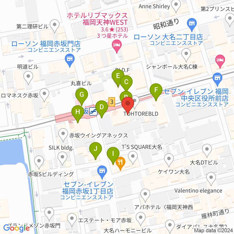 福岡バックステージ周辺のカフェ一覧地図