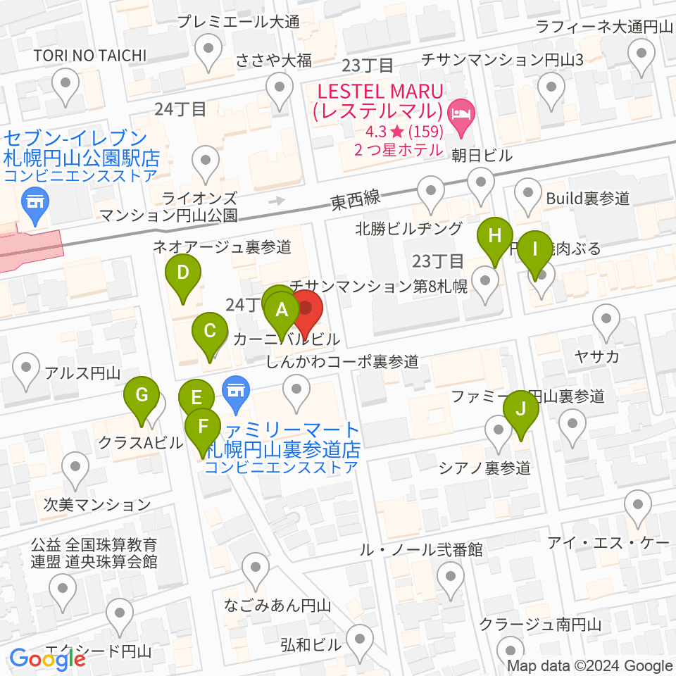 円山夜想 ルヤマノクターン周辺のカフェ一覧地図