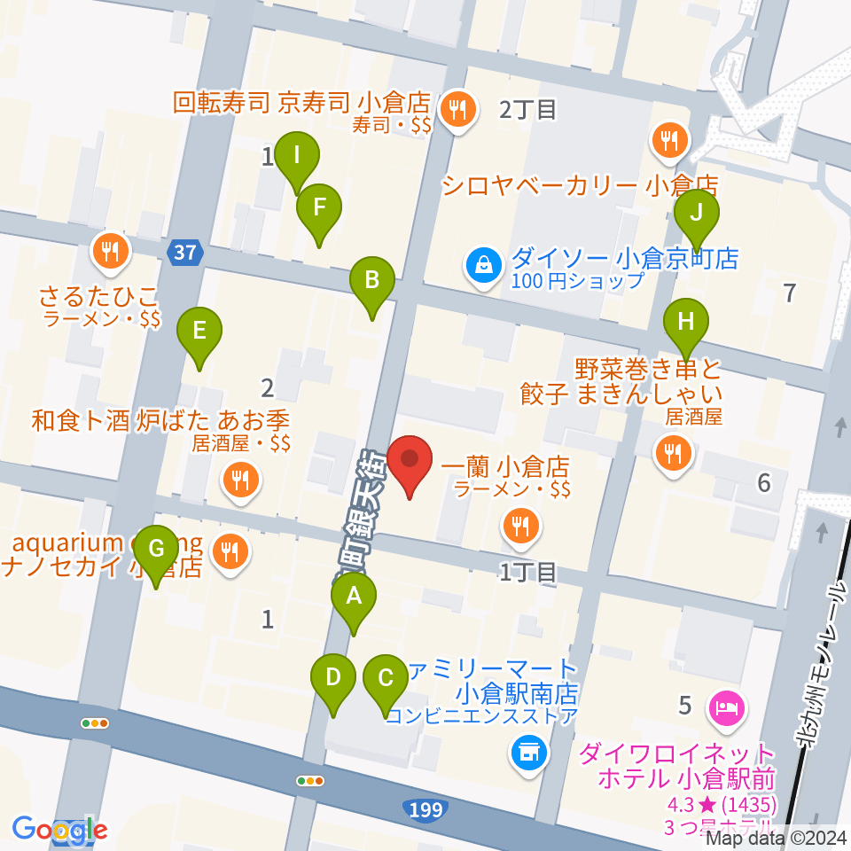 松田楽器店周辺のカフェ一覧地図