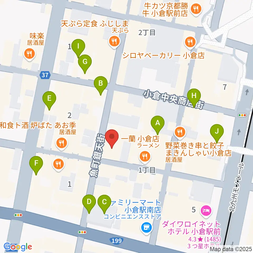 松田楽器店周辺のカフェ一覧地図