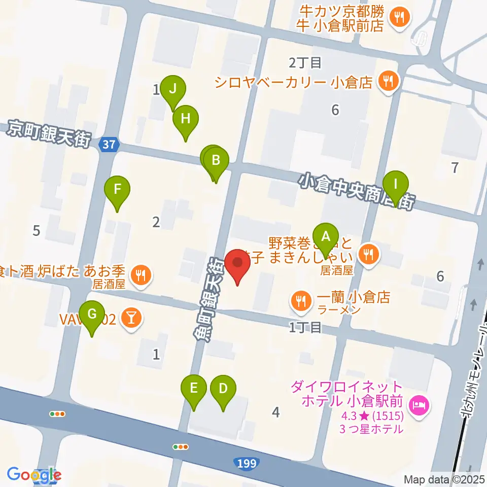 松田楽器店周辺のカフェ一覧地図