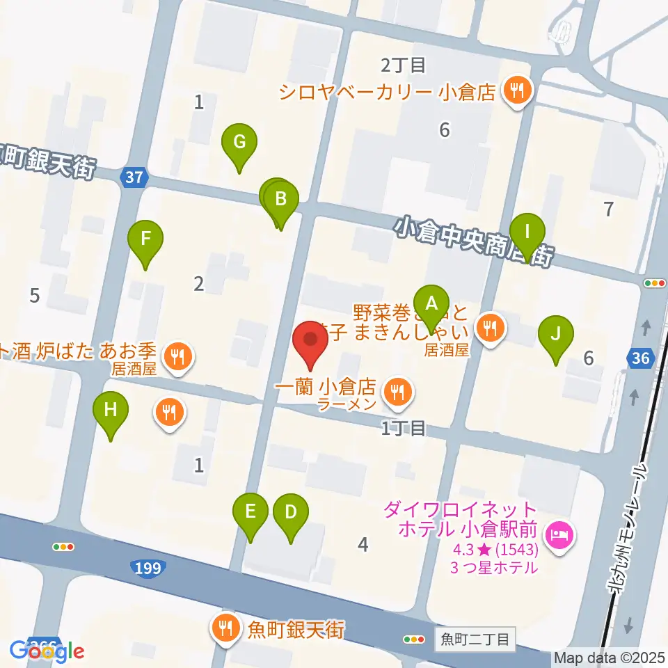 松田楽器店周辺のカフェ一覧地図