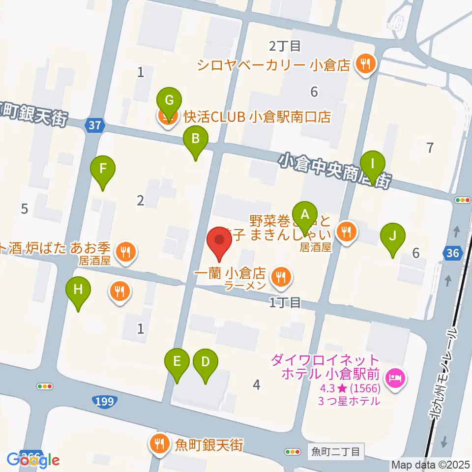 松田楽器店周辺のカフェ一覧地図